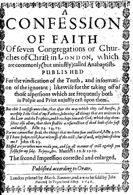 Capa da Confissão Batista de Londres de 1644