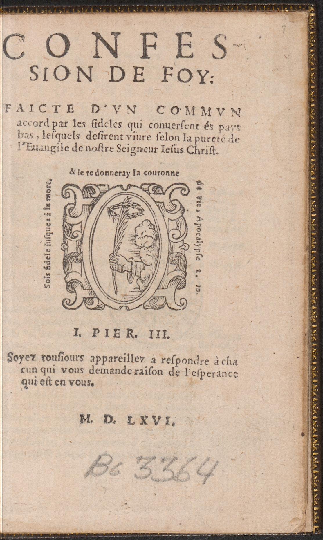 Capa da Confissão Belga