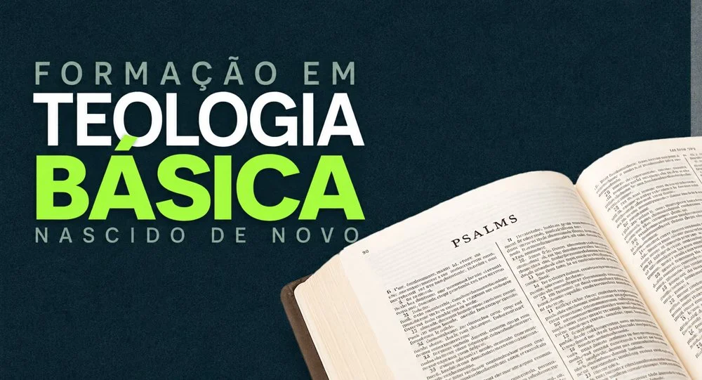 Arte do curso Formação em Teologia Básica, com uma Bíblia aberta